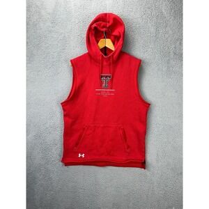 Under Armour Sweater Mens Large ColdGear Red Texas Tech Hoodie Sleeveless‎ Loose